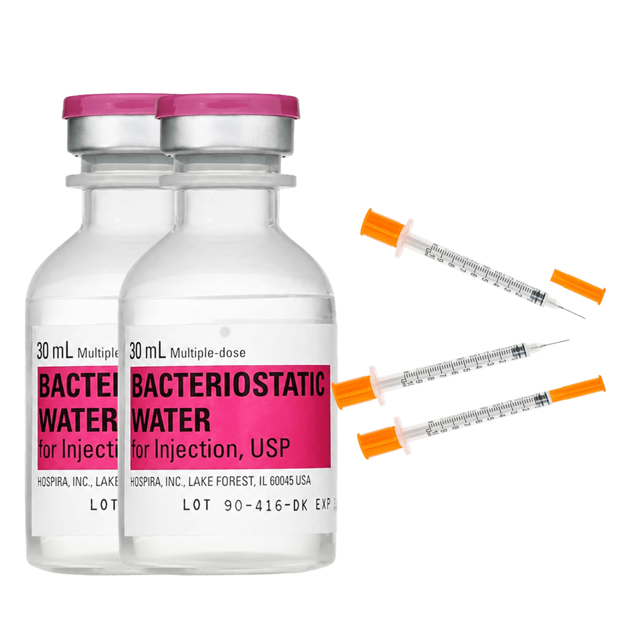 Bacteriostatic Water + Syringes Bundle (2 × 30mL + 20 Syringes) Peptide Vial - Buy Online Australia